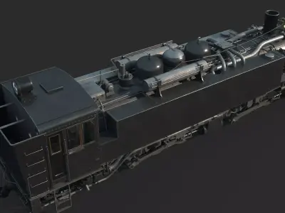 Old-fashioned coal-burning steam-powered locomotives 3D model