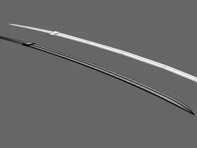 Naked Japanese Samurai Sword 3D model