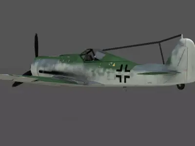 Focke-Wulf Fw 190 D-9 Dora 3D Model WWII German Fighter  Free low-poly 3D model