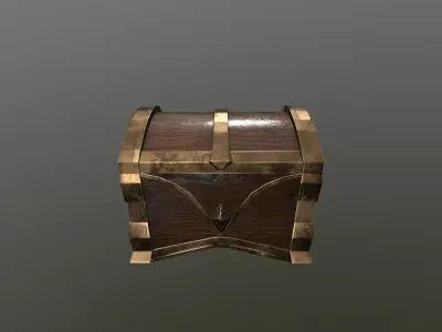 Stylized 3D low poly golden chest Low-poly 3D model