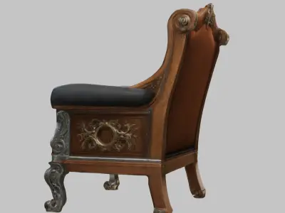 Antique Wooden Armchair Low-poly 3D model