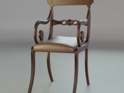 Antique Wooden Chair Low-poly 3D model buy