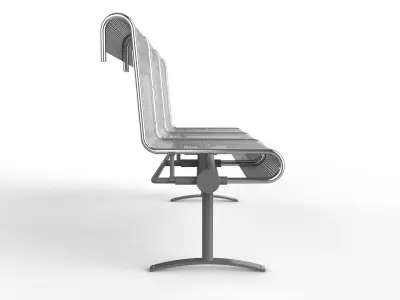 Waiting Room Chair 3 Seats 3D model