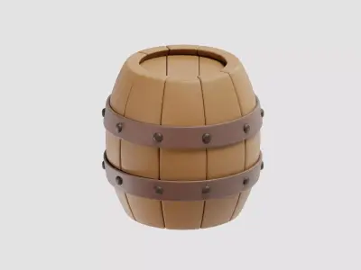 Wooden oil Barrel Low-poly 3D model