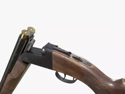 Generic double barrel shotgun  Low-poly 3D model