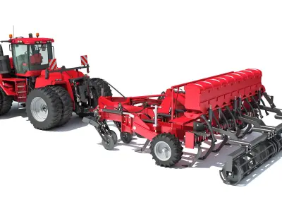 Articulated Tractor with Seed Drill 3D model