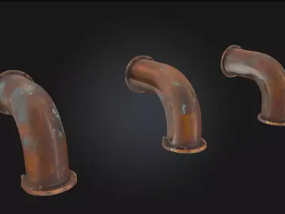 Rusty Pipe Trio Aged Industrial Pipe Set  3D model