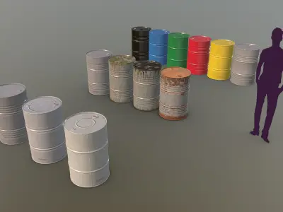 Cargo Iron Barrels 200L Colors Low-poly 3D model