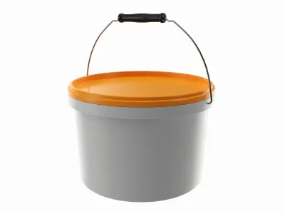 Plastic paint bucket with handle 3D model