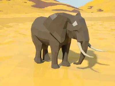 Elephant 3d model animated Low-poly 3D model