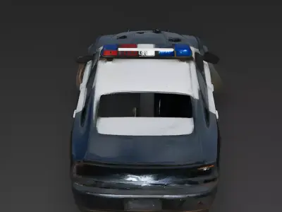 Patrols End Ruined Police Cruiser 3D Model Low-poly 3D model