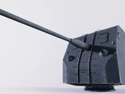 100 mm Universal Deck Installation B-34 1940 Low-poly 3D model