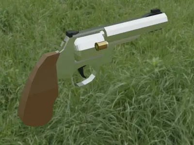 Low Poly Revolver Low-poly 3D model