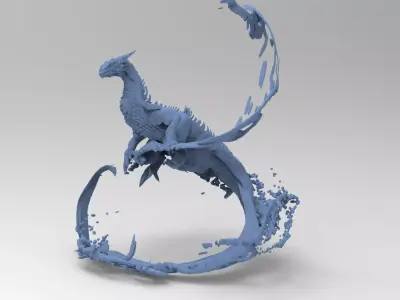 Dragon water splash sculpture 2  3D model