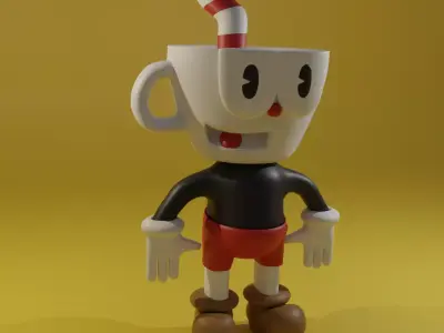 Cuphead 3d model cartoon character in coffee cup 3D model