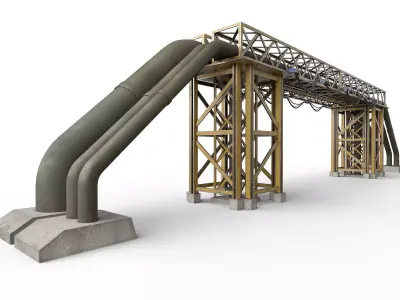 Industrial facility Low-poly 3D model