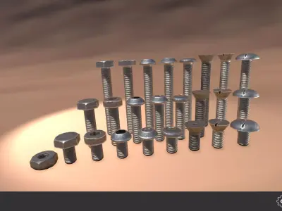 Bolt Set Low-poly 3D model