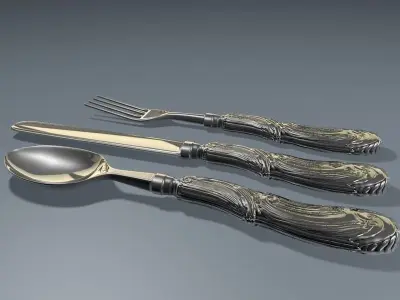 Antique silverware 3D model