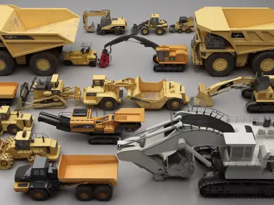 Large construction vehicles 3D model purchase
