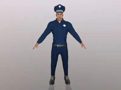 Policeman police officer in uniform Low-poly 3D model