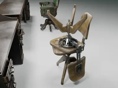 antique office furniture pack Low-poly 3D model