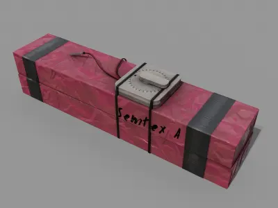 Semtex A box with wire wrapped Low-poly 3D model