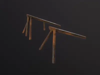 Log Ramps Obstacles WWII 3D Model Low-poly 3D model