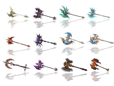 Fantasy Axes Collection 3D Model Pack