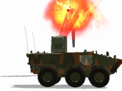 Iveco Gurani 6x6 Lasers antidrone Low-poly 3D model