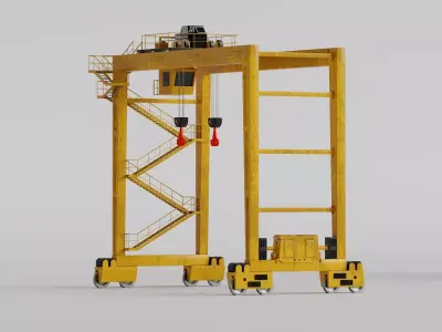 Industrial Port Crane Gantry Machinery Construction Pack PBR 3D model