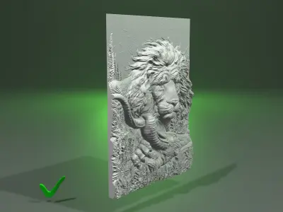 panel lion and antelope for CNC milling or 3D printing 3D print model