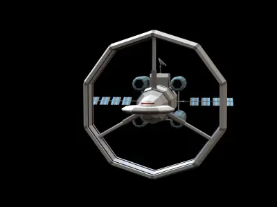 Spaceship orbital Low-poly 3D model