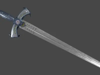 Detailed Excalibur sword Free low-poly 3D model