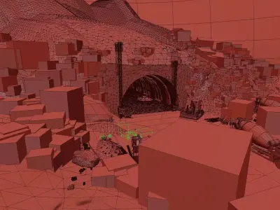 Entrance of underground military tunnel - missile base 3D model
