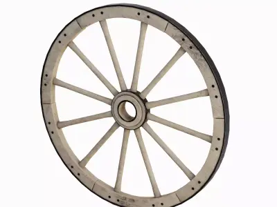 Vintage Wood Wheel 01 Low-poly 3D model