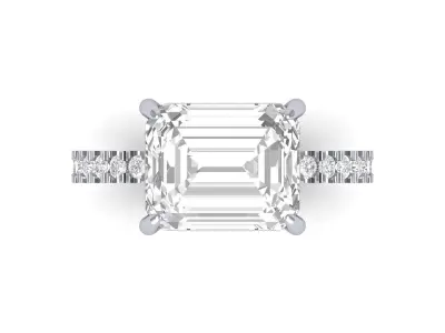 Emerald Solitaire Ring 3D print model 28