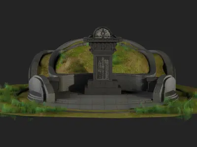 mausoleum stone inscription tomb cemetery Chinese  3D model