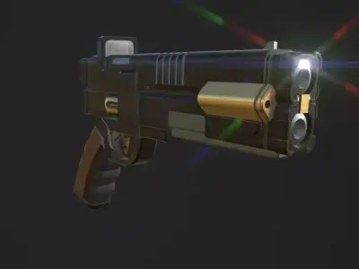 Double Barrel handgun Low-poly 3D model
