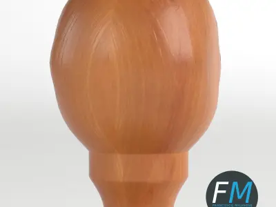 Wooden rubber stamp 3D model