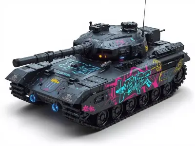 Cyberpunk Battle Tank 3D Model Urban Assault Vehicle Low-poly 3D model