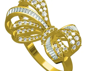 Antique Duette Style Knot Solitaire Ring 3D print model