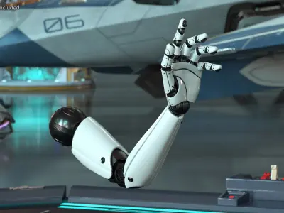 Cyborg Hand Touch Gesture 3D model