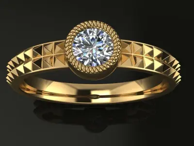 Bezel Diamond Infinity Studded Engagement Ring 3D print model