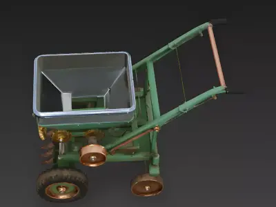 Realistic Spring Seeding Machine 3D Model Low-poly 3D model