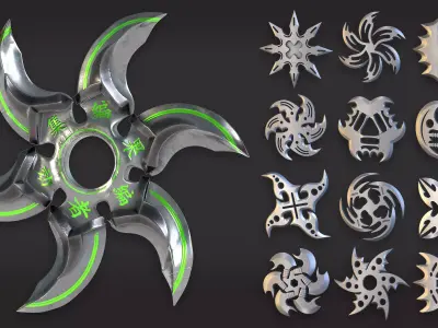 Shuriken Ninja Star CollectionVol 03 Low-poly 3D model