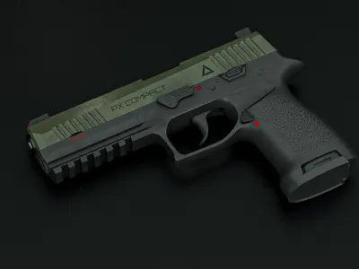 Game-ready Stylized Pistol Low-poly 3D model