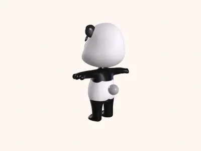 Cartoon 009 Character Panda Cute  Low-poly 3D model