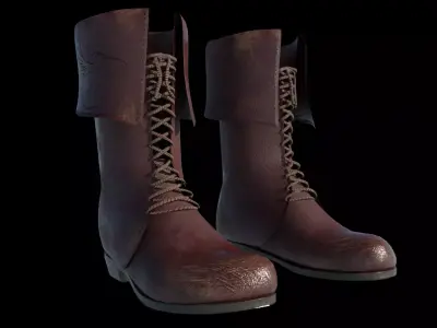 Oldstyle worn boots with lacet 3D model