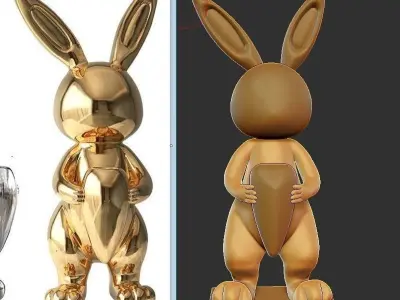 rabbit statue 3D print model