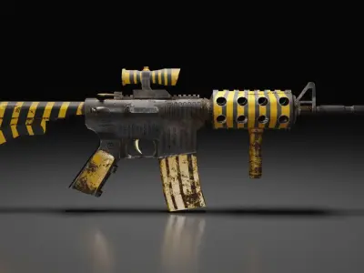 riflem4 gun with stripes Free low-poly 3D model